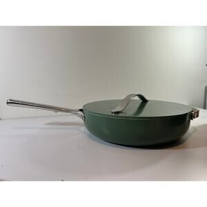 Caraway Skillet Pan Round Shape Long Handle Cookware Green With Lid 11.5 Inch